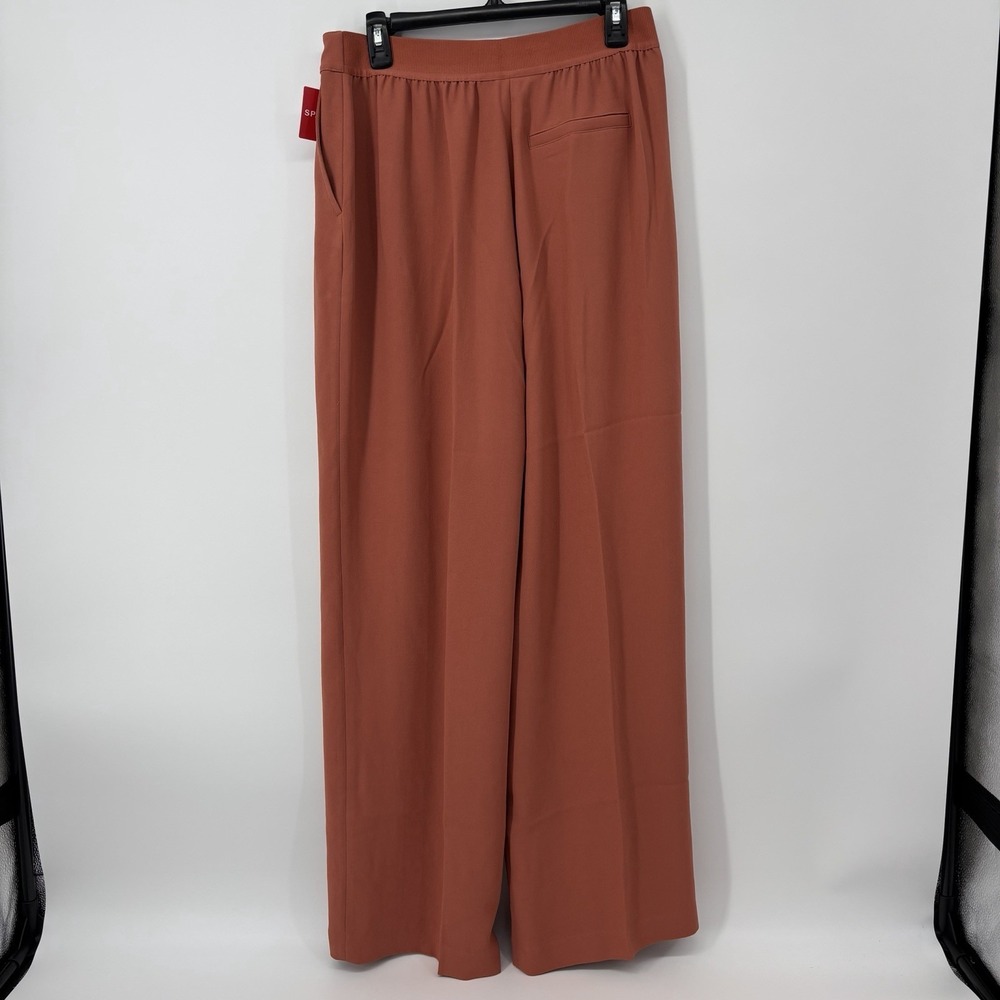 SPANX Crepe Straight Leg Trouser Sedona Orange Wide Leg Womens Large High Rise - Picture 2 of 9
